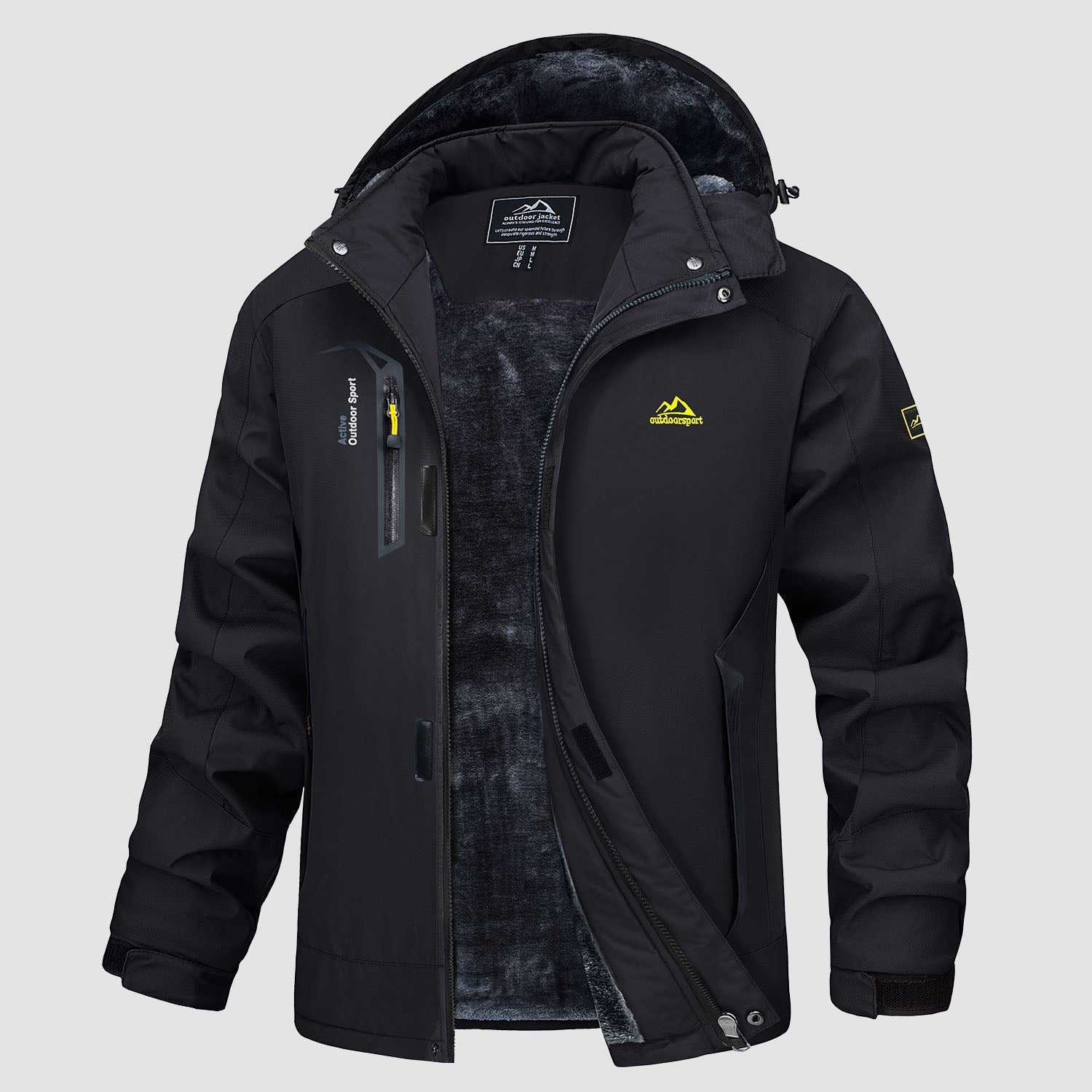 Men's Water Resistant Ski Jacket - Fleece Lined Parka with Pockets
