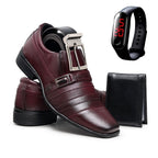 [¡COMPRÁ 1 Y LLEVATE 3 DE REGALO!] Zapatos de Cuero Premium + Cinturón + Billetera + Reloj Digital